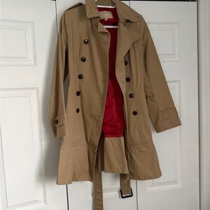 Banana Republic Tan Trench Coat with Red Lining